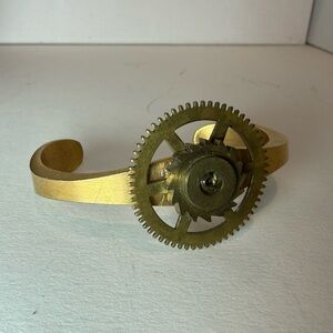Steampunk style brass tone Gear Cuff Bracelet pre-owned